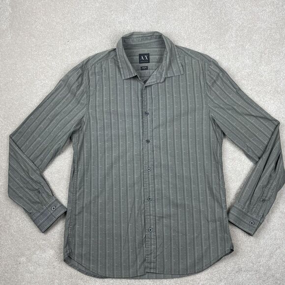 Armani Exchange Adult Medium Gray Pattern Long Sleeve Mens - Picture 2 of 13